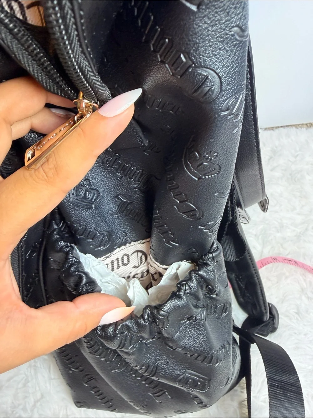 Juicy Couture Black Embossed Logo Backpack